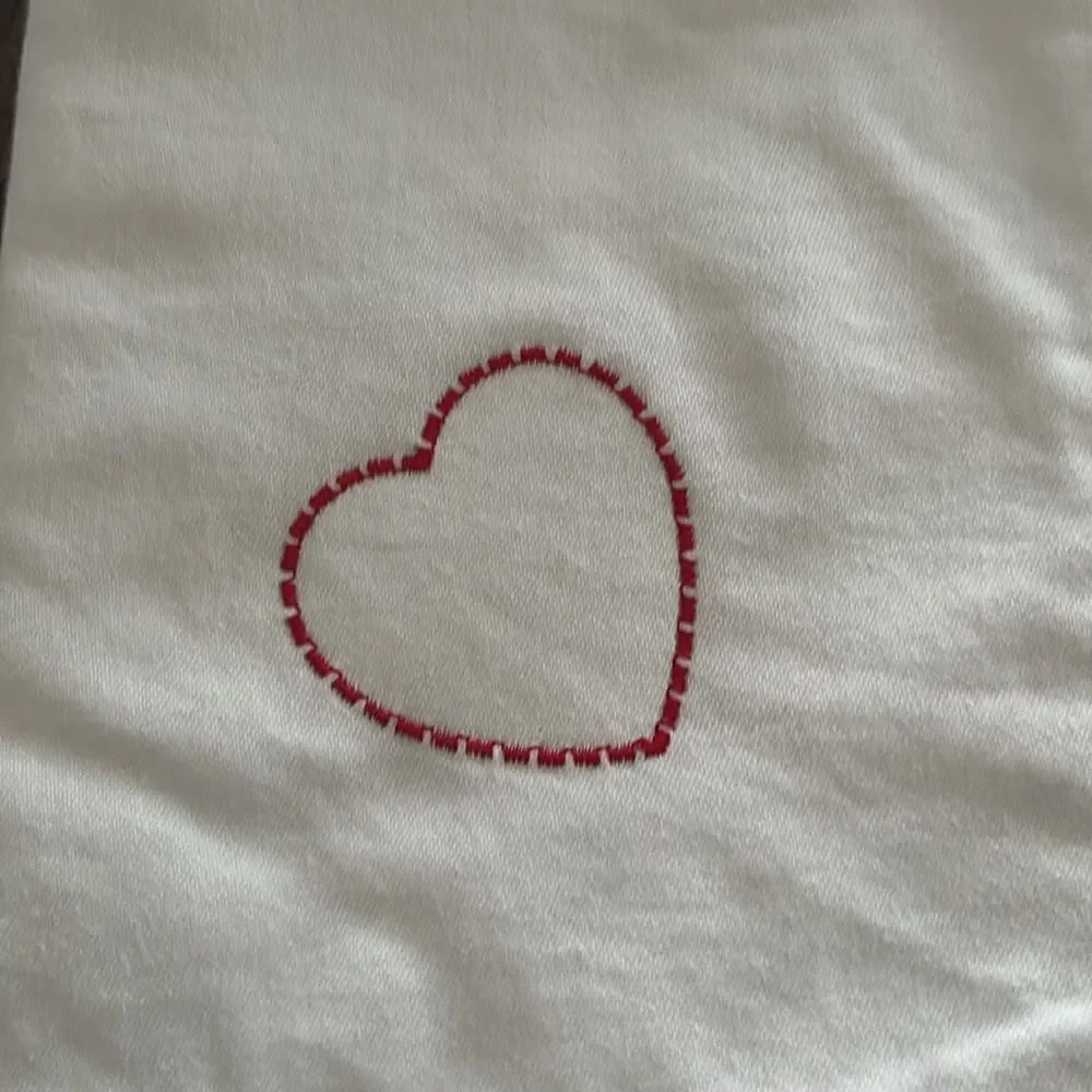 White Upcycled Square Napkins with Border Custom Home Heart Embroidery Set of 4